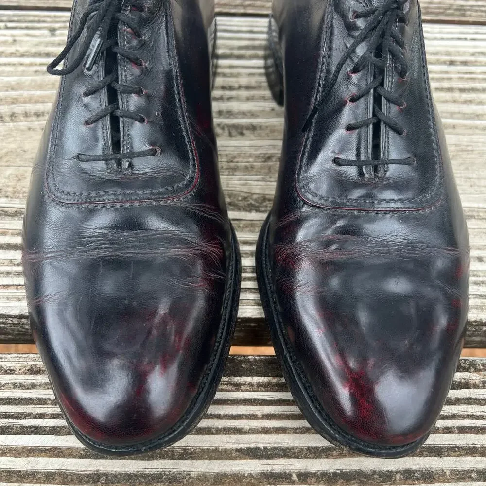 Vintage Johnston & Murphy Oxblood Plain Toe Oxford Shoes 8.5D Leather + Trees